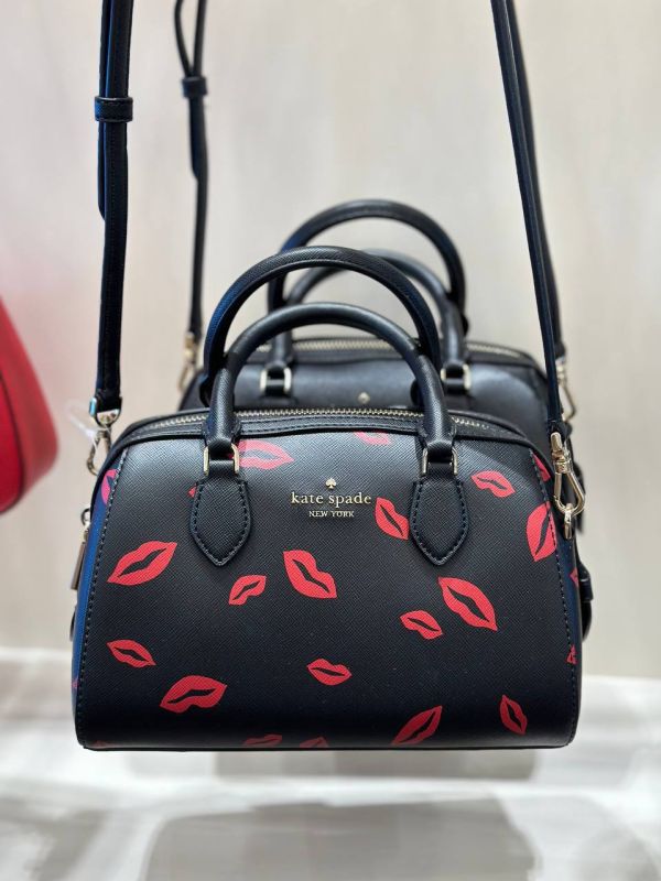 KATE SPADE MADISON DUFFLE IN LIPS BLACK MULTI