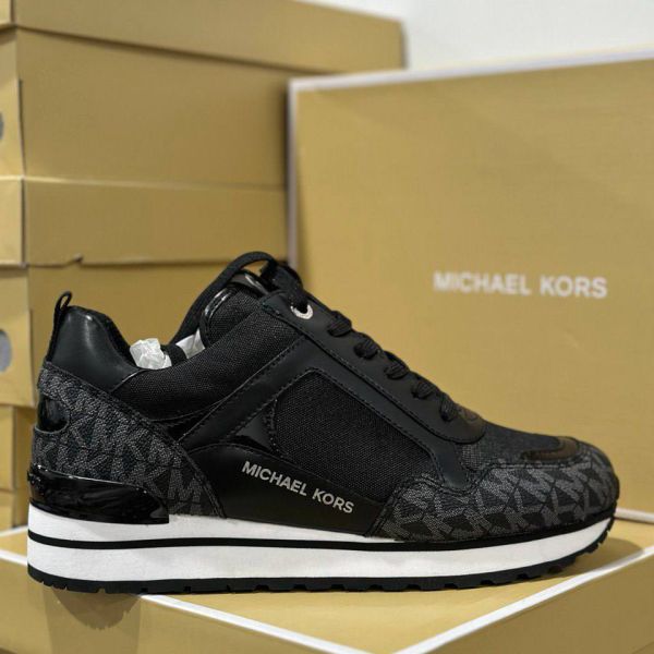 MICHAEL KORS WILMA TRAINER SHOES IN BLACK/WHITE