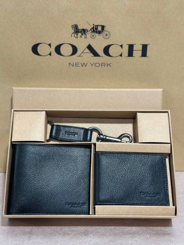 COACH BOXED 3 IN 1 WALLET GIFT SET IN BLACK