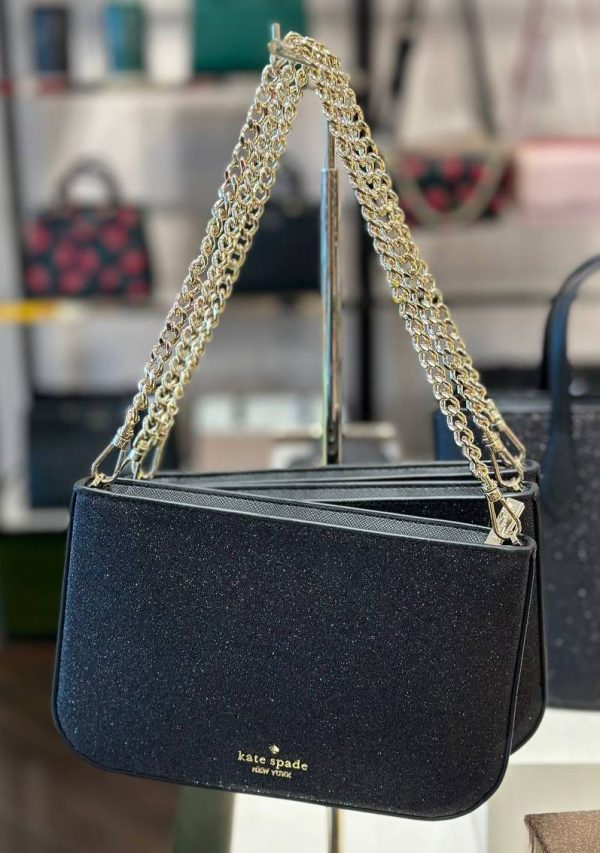 KATE SPADE GLIMMER POUCHETTE IN BLACK