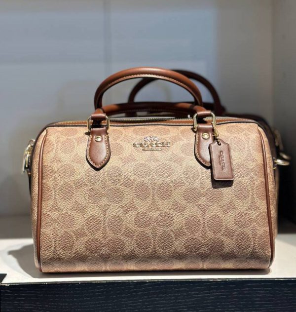 COACH ROWAN SATCHIN SIGNATURE TAN/BROWN