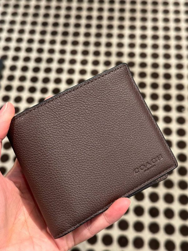 COACH ID COMPACT MENS WALLET IN MAHOGANY