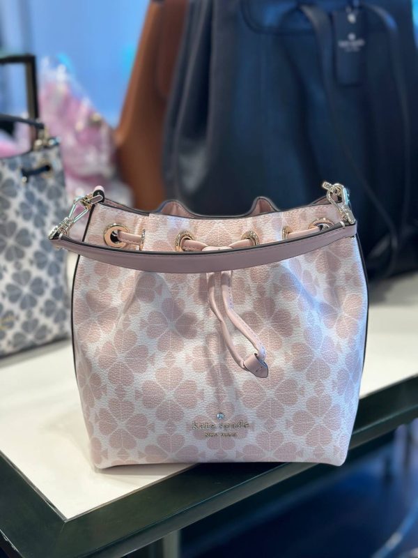 KATE SPADE EMMA SMALL BUCKET SPADE FLOWER IN ROSE SMOKE