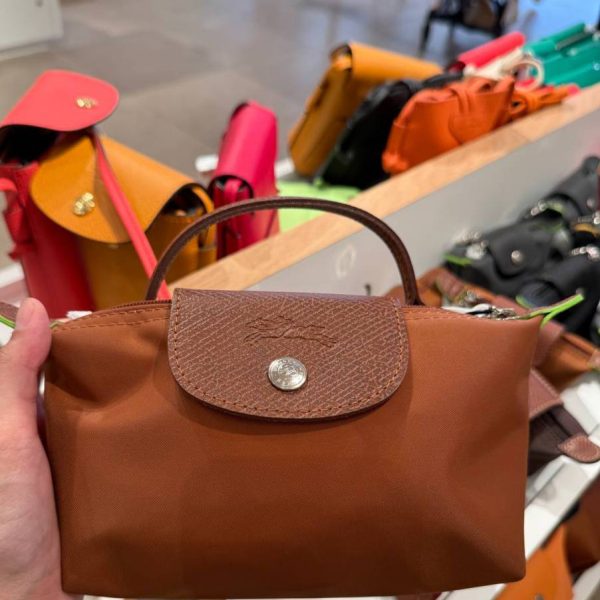 LONGCHAMP MINI POUCH IN COGNAC